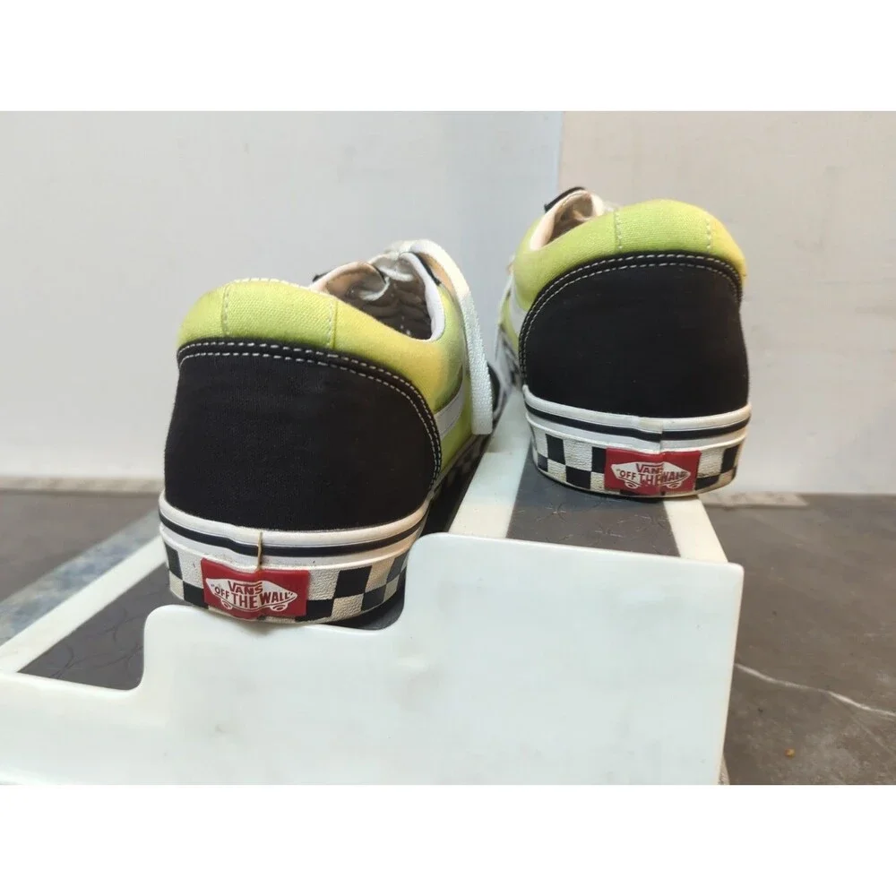 Vintage Vans Tennis Shoe Size 1Men’s US Checkered Sole W/ Lime Green/Yellow